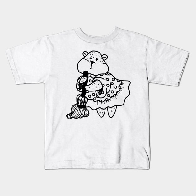 Little Bear In Dress Sweeping Kids T-Shirt by swagmaven